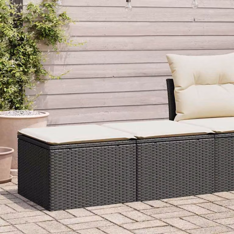 Maison Exclusive - Set Divani da Giardino con Cuscini 2 pz Nero Polyrattan Acacia