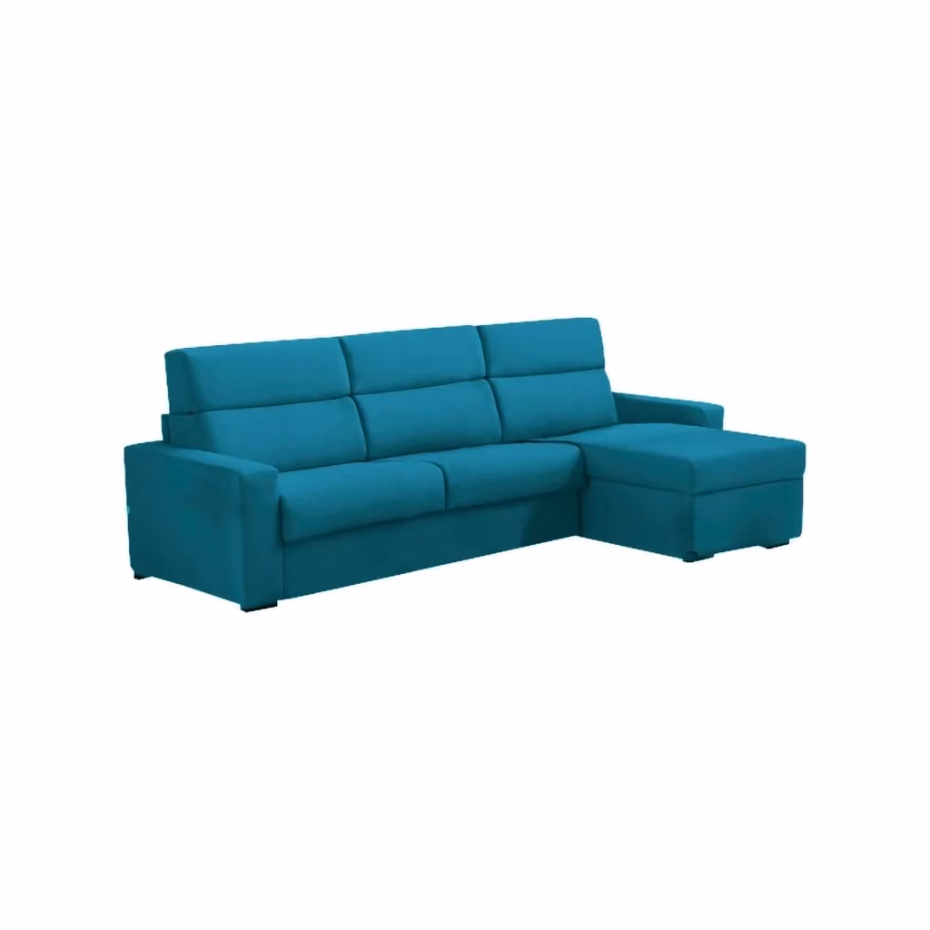 Divano Letto Pusiano DMORA con Penisola Sfoderabile, Made in Italy, L/P/H: 280 x 160 x 45 cm, Colore Azzurro Turchese – 2