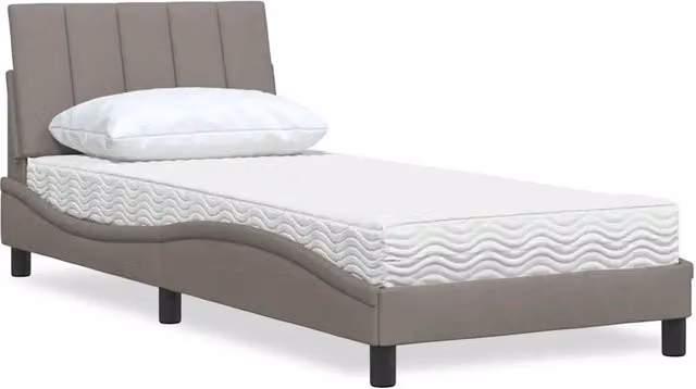 Letto con Materasso Hanko vidaXL in Tessuto Beige e Bianco L/P/H: 80 x 200 x 218 cm