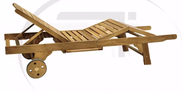 Lettino da giardino con vassoio laterale in legno di teak marrone PREDA