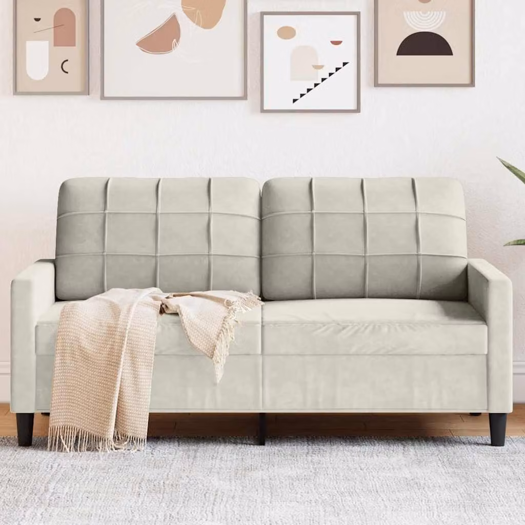 Divano a 2 posti vidaXL in velluto beige con struttura in metallo e imbottitura in schiuma per il tuo soggiorno