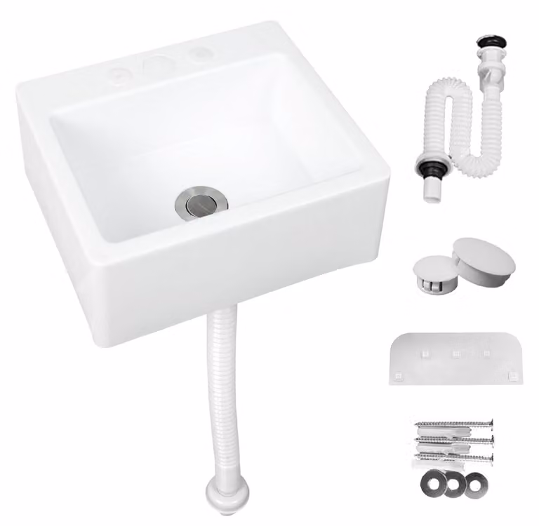 Elzusha - Lavabo compatto con foro per rubinetto, 40 x 19 cm