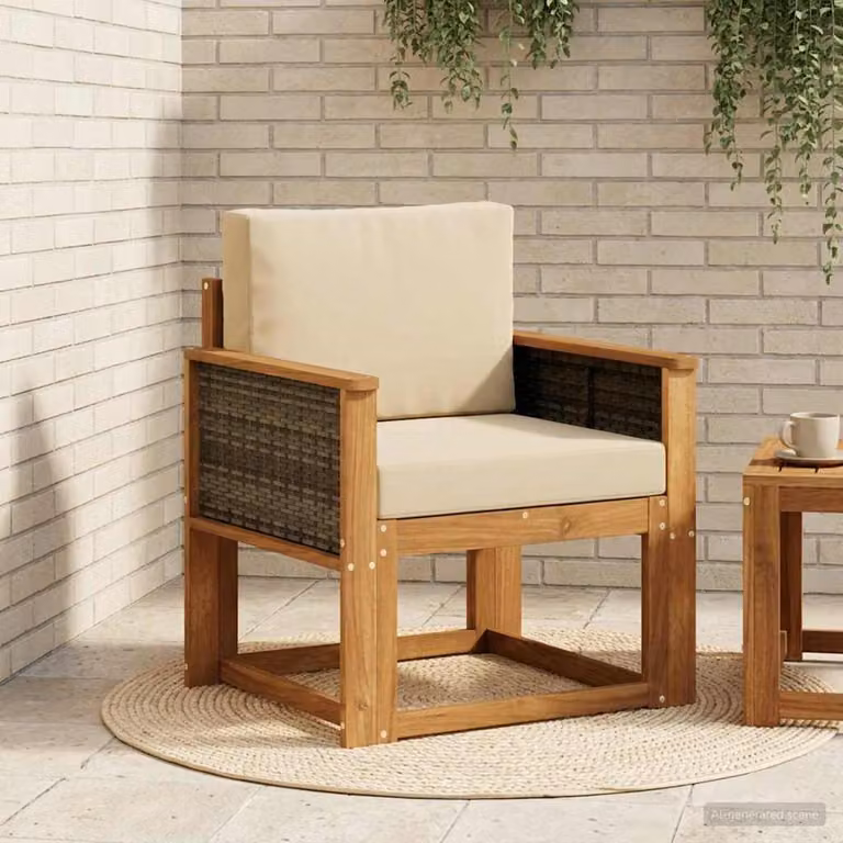 vidaXL Divano centrale da esterno moderno in legno di acacia massello color marrone e beige