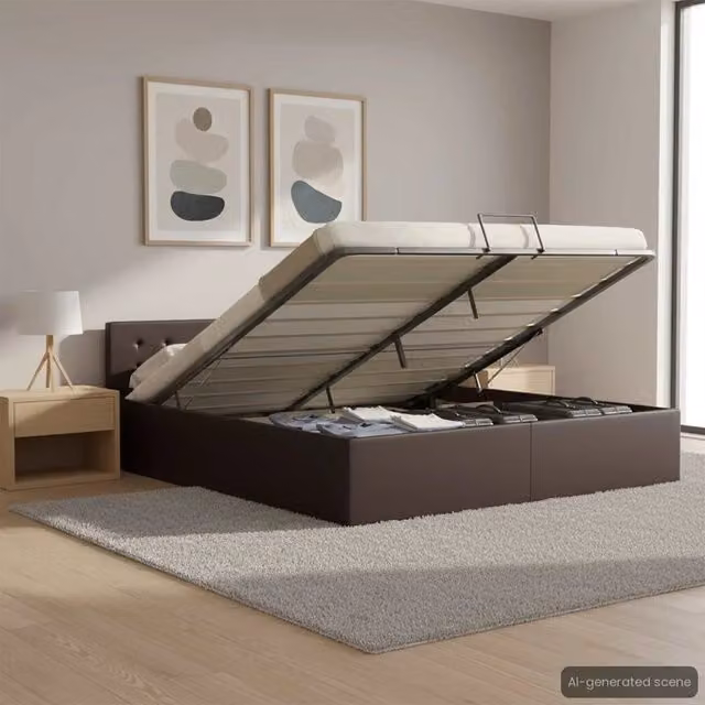 Letto contenitore con base a sollevamento idraulico vidaXL in similpelle grigio 160x200 cm