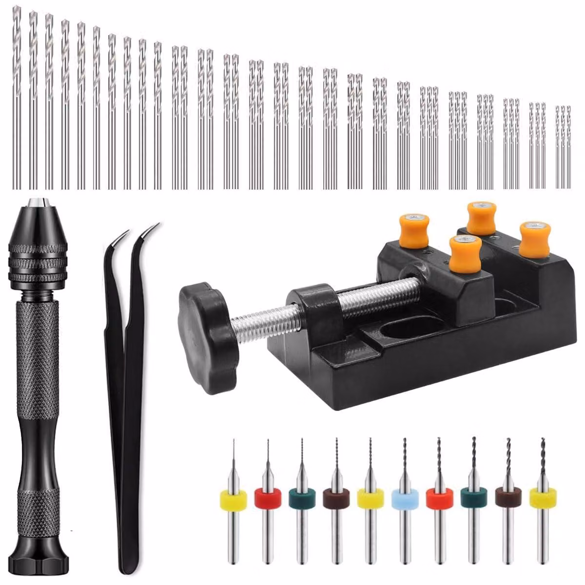 Set di 61 pezzi: mini trapano e set di utensili per trapano manuale