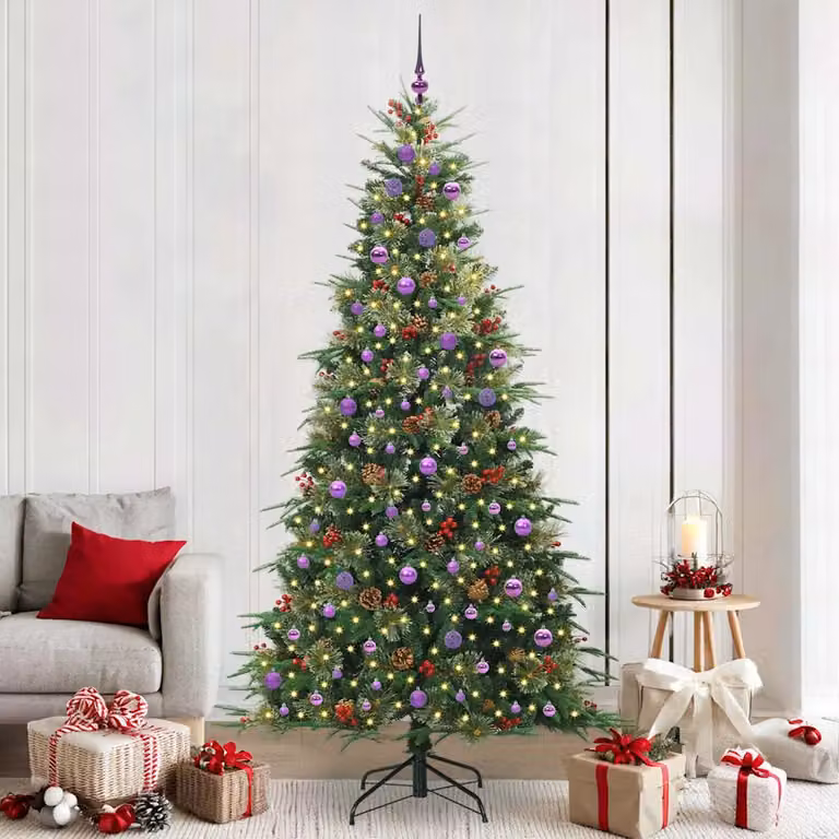 Albero di Natale artificiale verde vidaXL con luci LED bianco caldo, Altezza: 240 cm