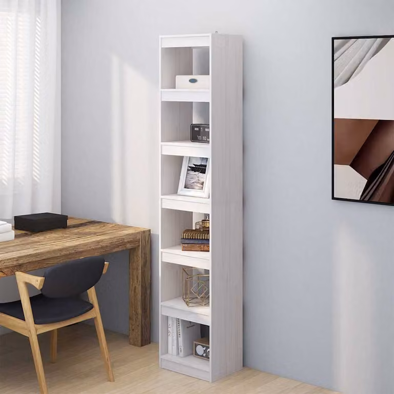 Libreria/Divisorio vidaXL in Legno Massello di Pino Bianco, Design Moderno, L 40 cm x P 30 cm x H 199 cm