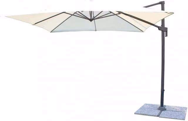 Ombrellone da Giardino Newton Decentrato 3x3 m in Alluminio Nero Telo Ecrù