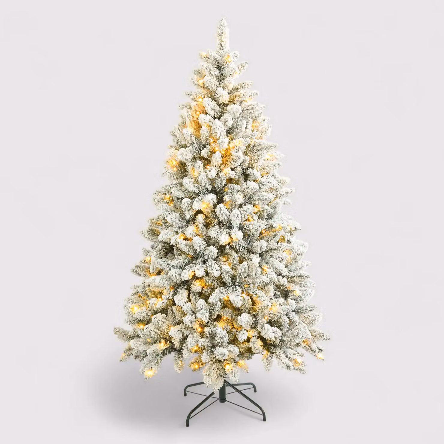 Akik - Albero di Natale con neve finta e luci a led H 210 cm