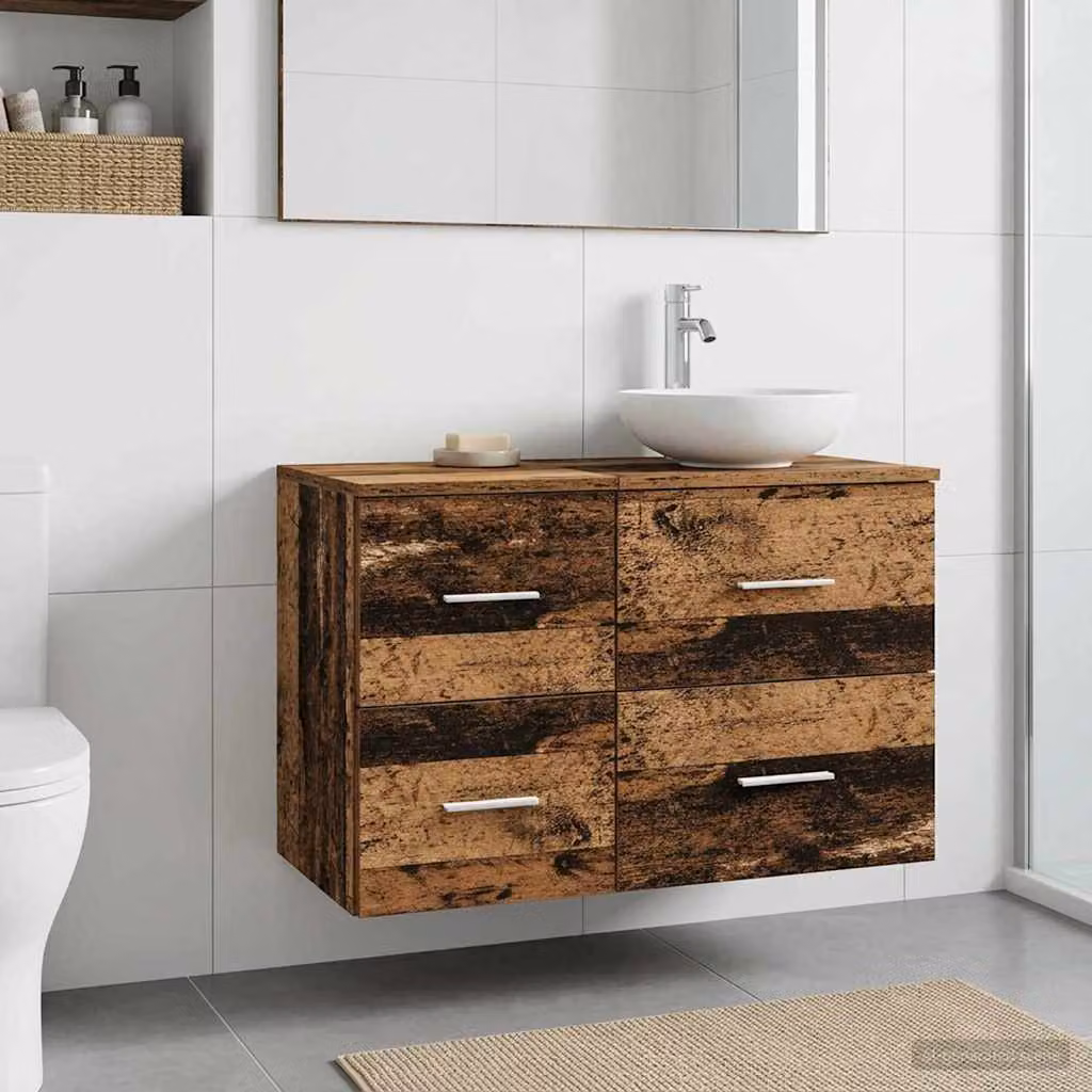 Armadio da bagno moderno vidaXL in legno color marrone con cassetti e ante L/P/H: 30 x 35 x 50 cm
