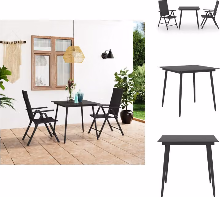 vidaXL Set da pranzo da giardino 3 pezzi nero - Set di mobili da giardino