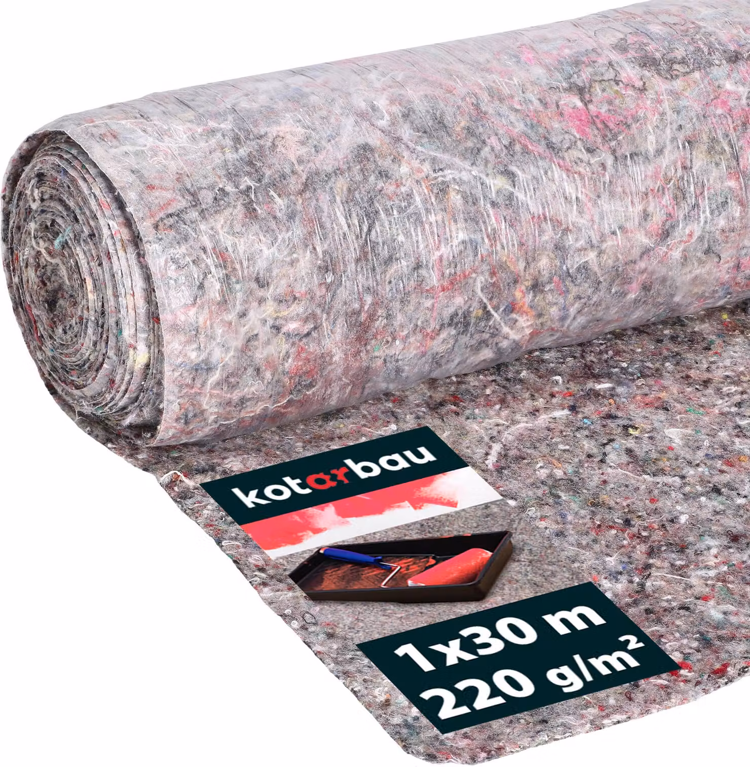 KOTARBAU® Velo per pittori 1 x 30 m Pellicola per mascheratura 220gr/m2 Velo per mascheratura con protezione dalle infiltrazioni Rotolo di feltro HDPE Accessori per pittori Rotolo di vello per mascheratura
