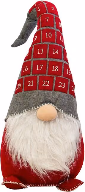 Calendario dell'Avvento a tema Gnomo EuroNatale, colore rosso, L 29 cm x H 95 cm