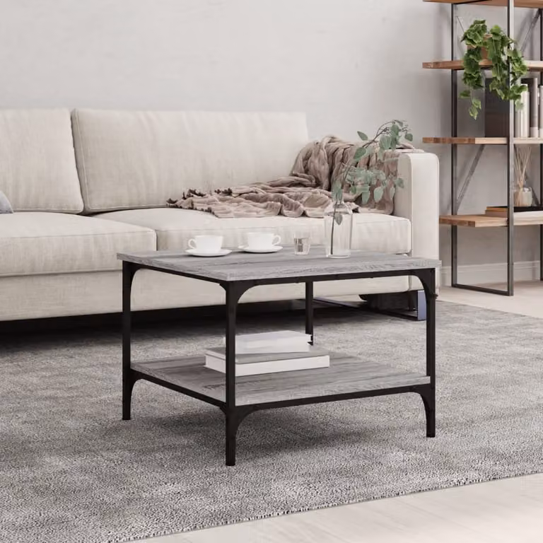 The Living Store Tavolino Grey Sonoma 55x55x40 cm Materiale a base di legno