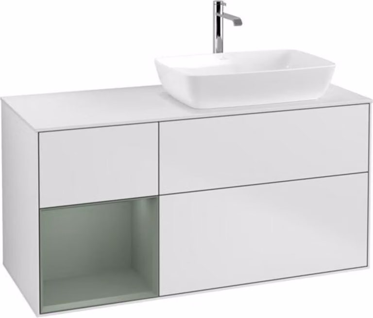 V&B mobile da parete Finion 120cm, Pl w m, Reg Oli. m Lac, wh. m Lac