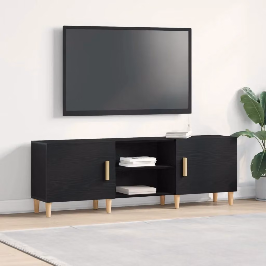 Mobile TV moderno Design In in legno multistrato nero opaco L 150 x P 30 x H 50 cm – 2