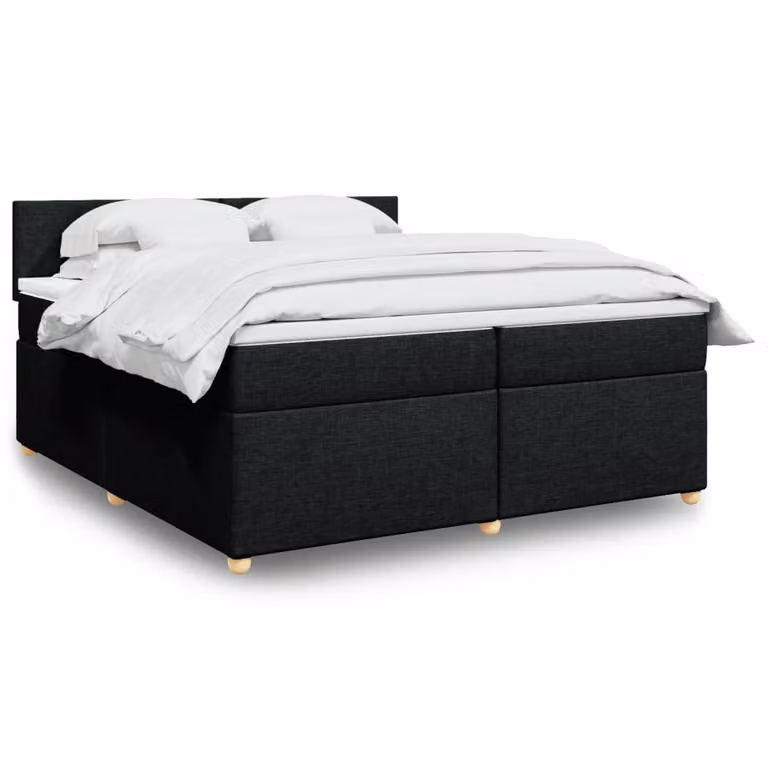 vidaXL Giroletto a Molle Ibrido con Materasso in Tessuto Nero L/P: 200 x 200 cm