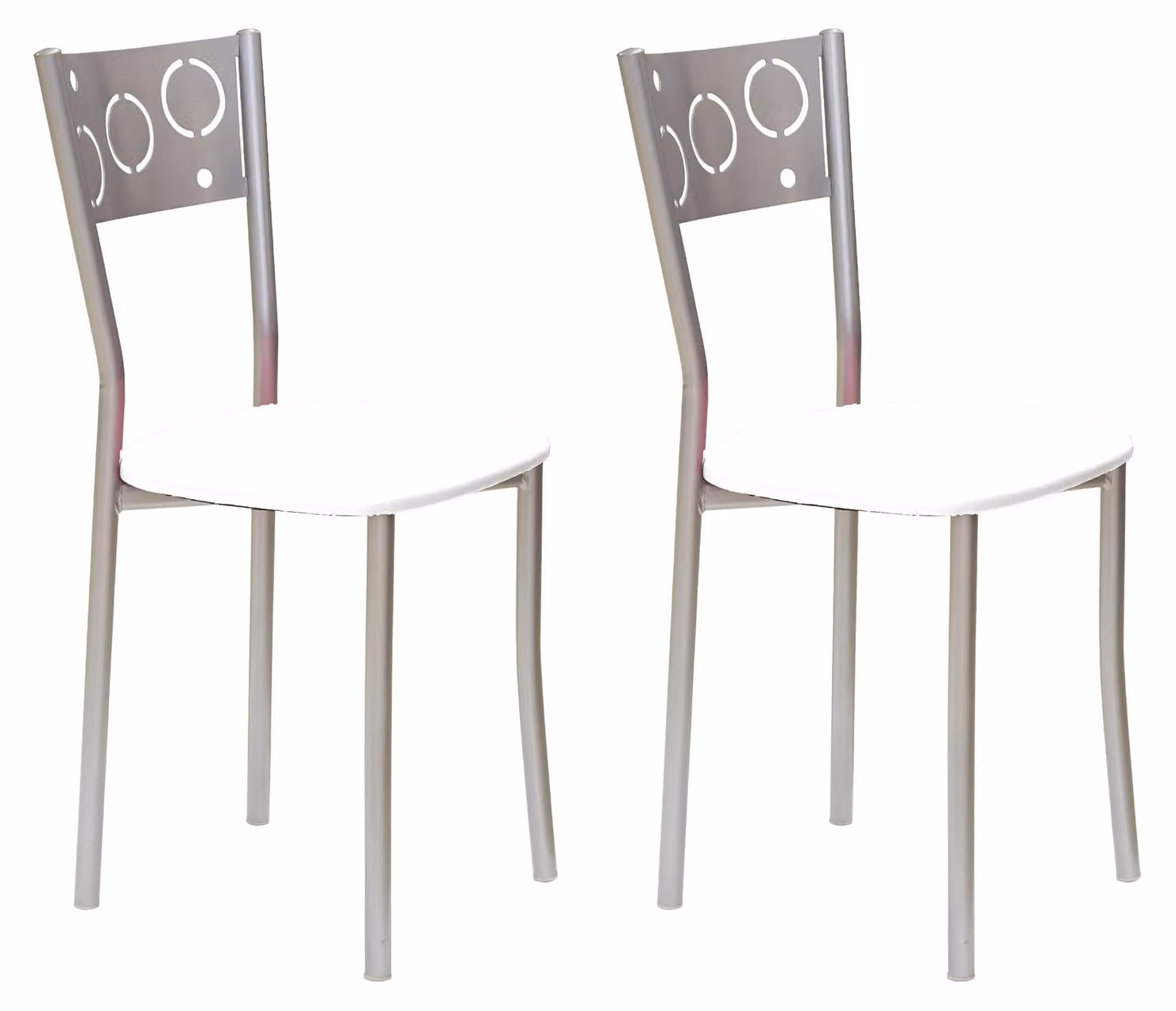 2 sedie da cucina, in metallo, con rivestimento in ecopelle, altezza seduta 45 cm, colore bianco