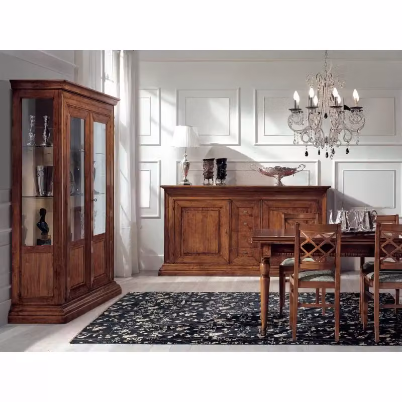 Vetrina classica con 2 ante in vetro e legno noce Mobili 2G L: 154 cm, P: 50 cm, H: 214 cm – 3