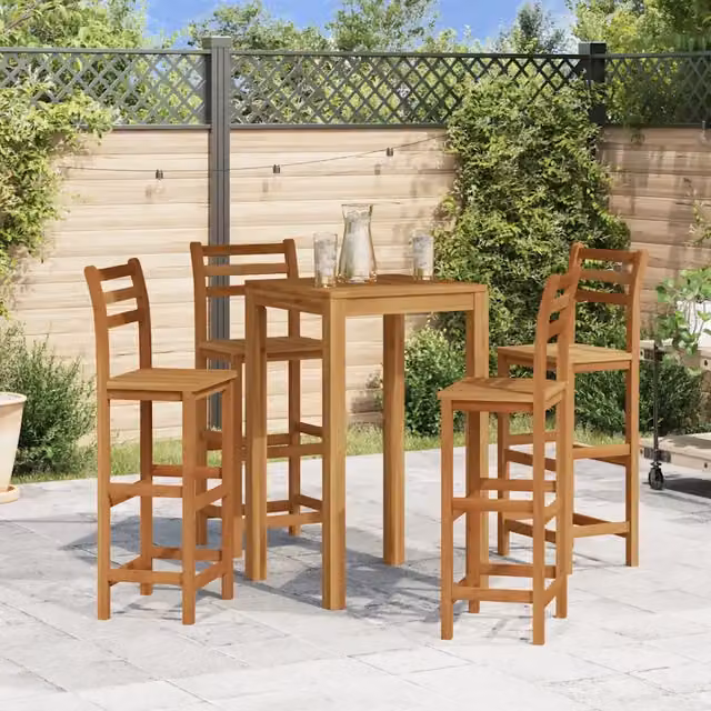 Set di 4 sgabelli da bar VIDAXL in legno di acacia oliato marrone per cucina e sala da pranzo