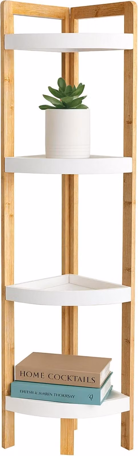 Mensola angolare in bambù con ripiani - Design salvaspazio