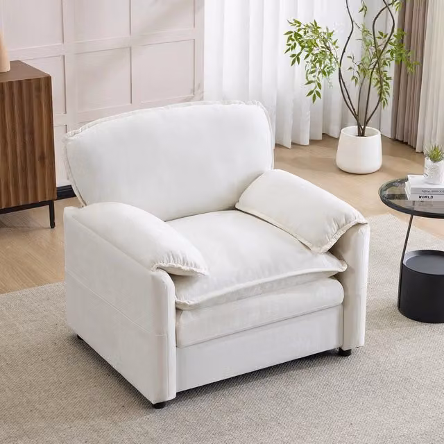 Poltrona Singola Retr¨° con Tasche Laterali ¨C Xylo ¨C Bianco, Soggiorno/Balcone
