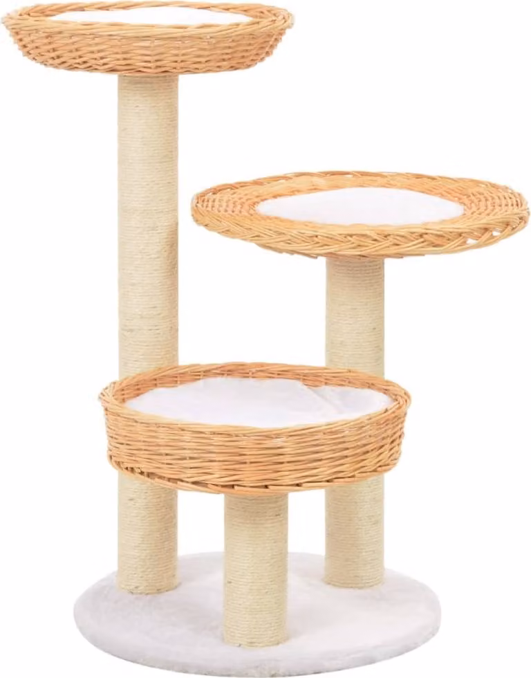 The Living Store Gatto tiragraffi in legno di salice naturale Sisal