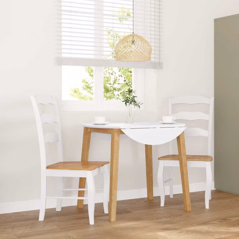 Set di 2 sedie da pranzo vidaXL in legno di hevea massello bianche per cucina e soggiorno