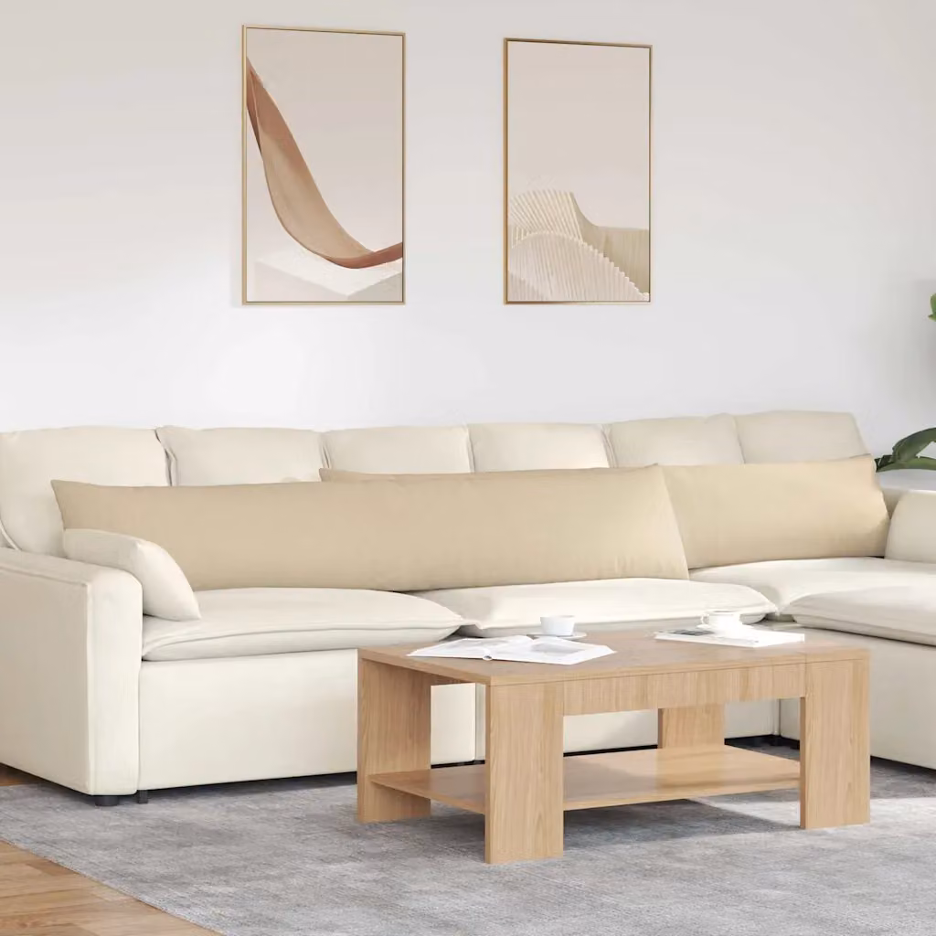 Set di 2 cuscini da divano vidaXL in tessuto beige con rivestimento rimovibile, L 200 cm x P 40 cm x H 40 cm
