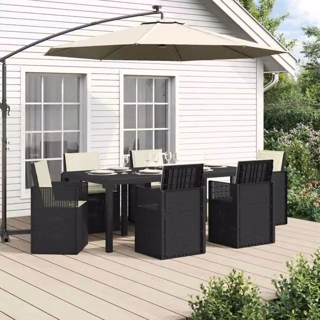 Set da Pranzo per Giardino 7 pz Antracite e Crema PP 3430071