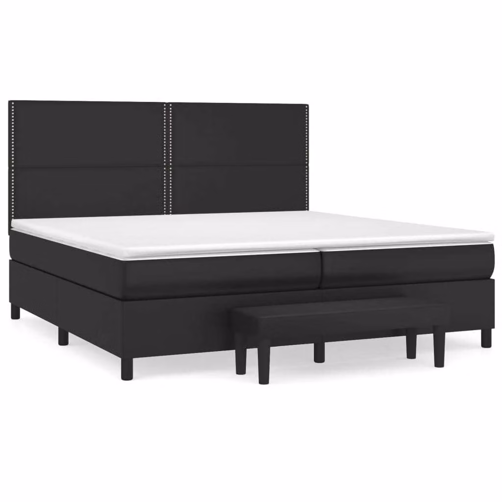 Giroletto a Molle con Materasso Nero 200x200 cm in Pelle finta