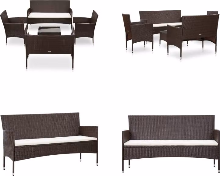 vidaXL set salotto da giardino 5 pezzi con cuscini in poly rattan marrone - divano da giardino - divani da giardino - divano da giardino - divani da giardino