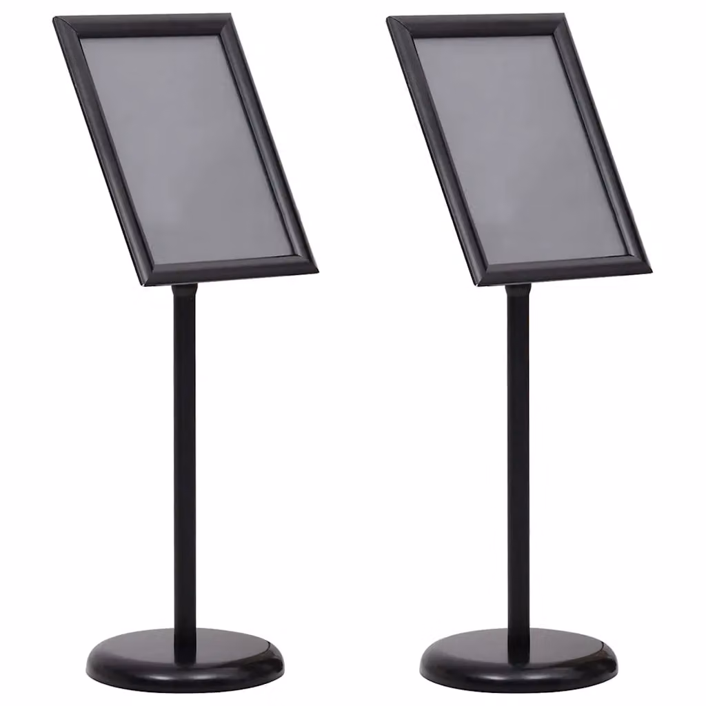 Set di 2 supporti per poster professionali vidaXL in alluminio nero, H 108 x L 45 x P 32,7 cm