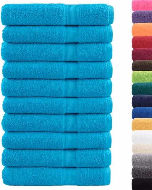 Set di 10 asciugamani da sauna SOLUND vidaXL in cotone turchese, L 80 cm x P 200 cm, 600 g/m²