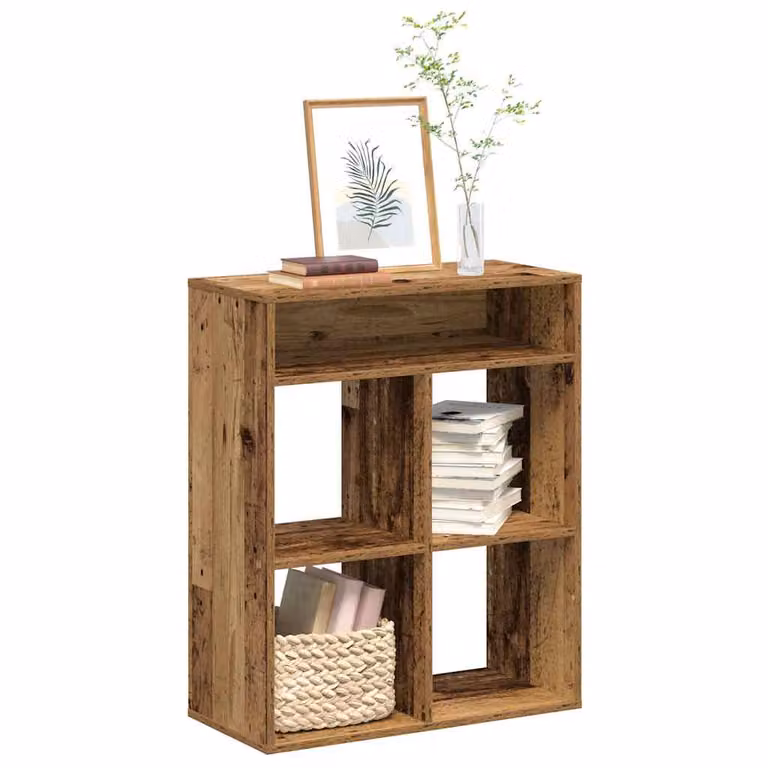 Libreria vidaXL in legno marrone stile rustico, montaggio a parete, L 66 cm x P 31 cm x H 80 cm