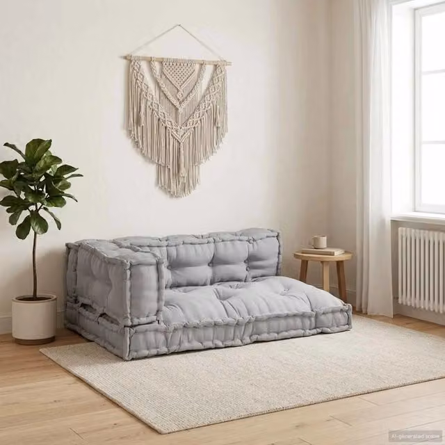 Set di 3 cuscini per divano pallet vidaXL in tessuto traspirante grigio L: 120 cm, P: 80 cm, H: 38 cm – 1
