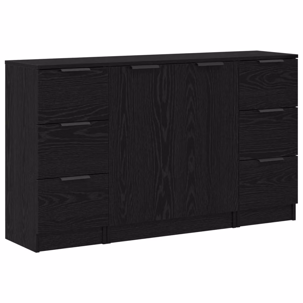 Credenza moderna vidaXL in 3 pezzi color nero lucido in MDF L: 121 cm, P: 30 cm, H: 70 cm – 2