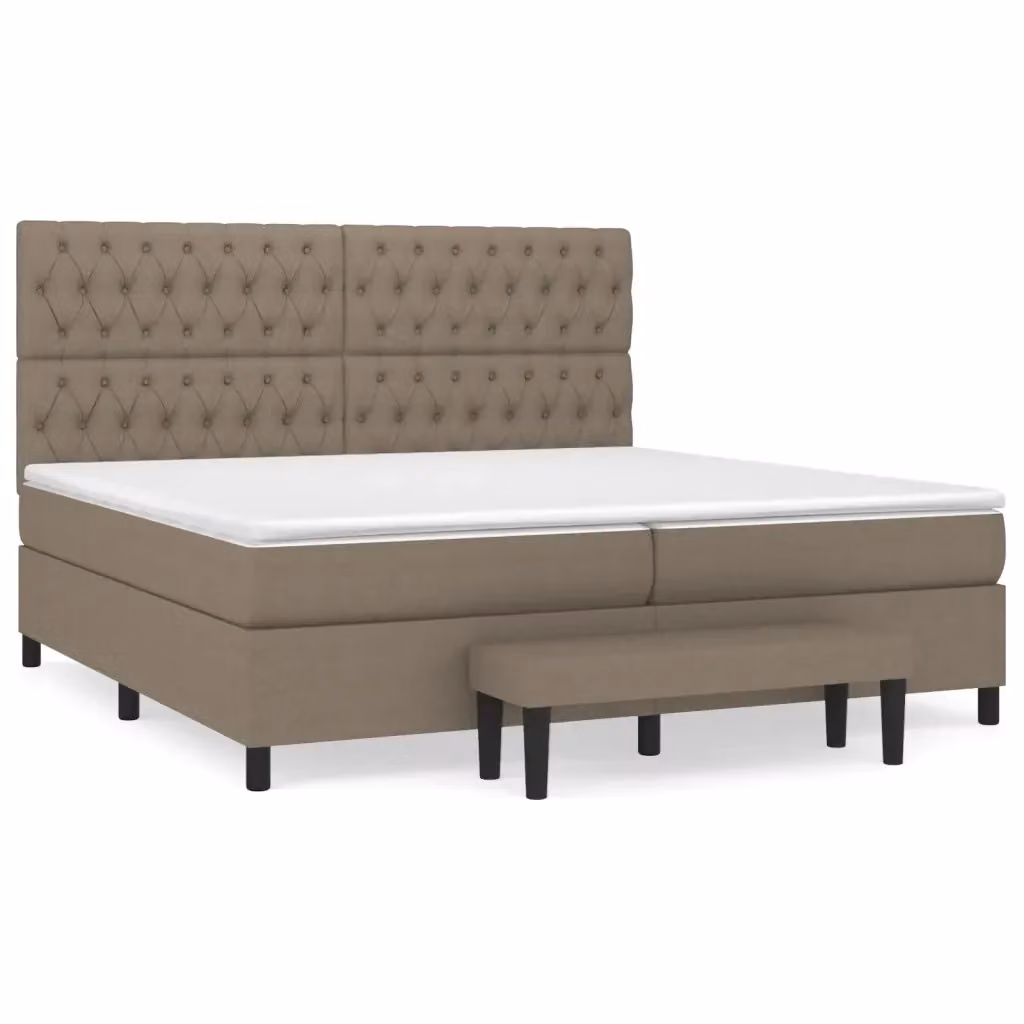 Letto Ibrido con Giroletto a Molle e Materasso vidaXL in Tessuto Beige e Bianco L/P/H: 200 x 200 x 25 cm – 2