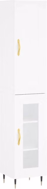 Credenza comò armadio mobile portaoggetti organizer cucina soggiorno alto 34,5 x 34 x 180 cm legno ingegnerizzato bianco 02_0032386