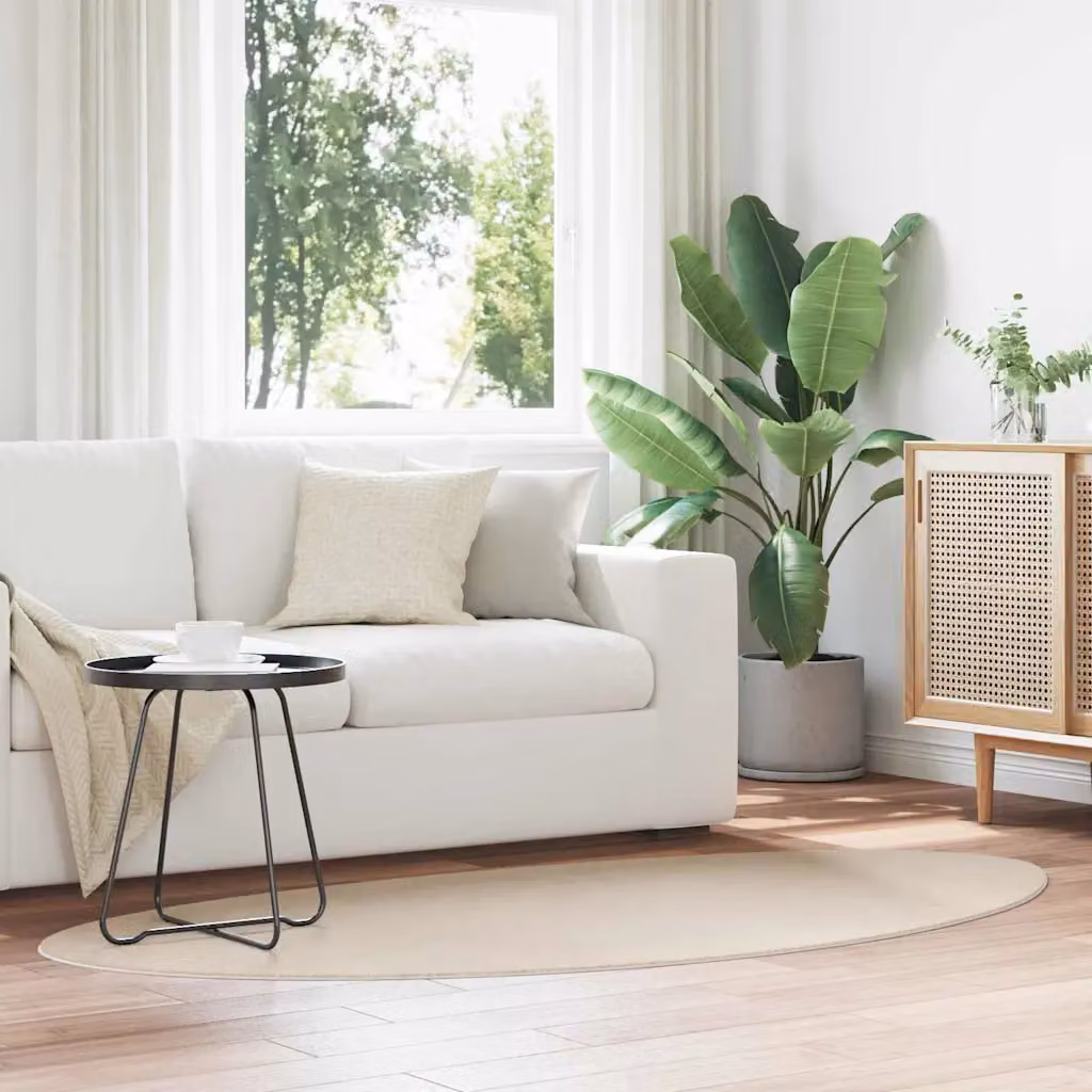 Tappeto moderno vidaXL HUARTE beige in poliestere, lavabile e antiscivolo, L: 100 cm x P: 200 cm