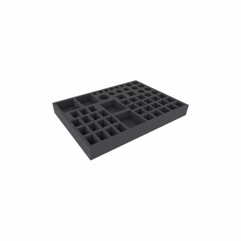 Inserto in schiuma 425x305x45 mm con 57 scomparti per giochi da tavolo