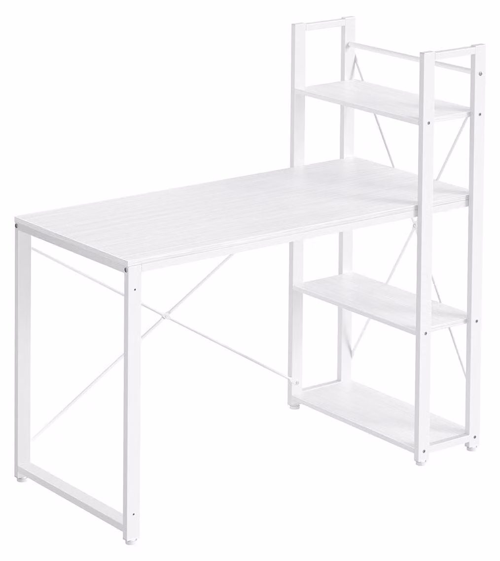 Scrivania bianca con struttura in acciaio – Scrivania – Pannello di particelle di legno – 56 x 120 x 120 cm