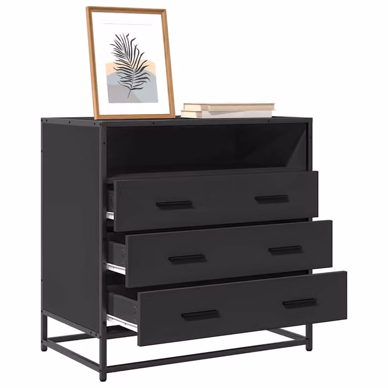 Cassettiera nera in stile industriale vidaXL in metallo e MDF per soggiorno L 70 cm, P 41 cm, H 70 cm