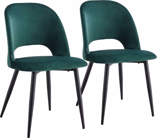 Oviala - Set di 2 sedie in acciaio e velluto verde