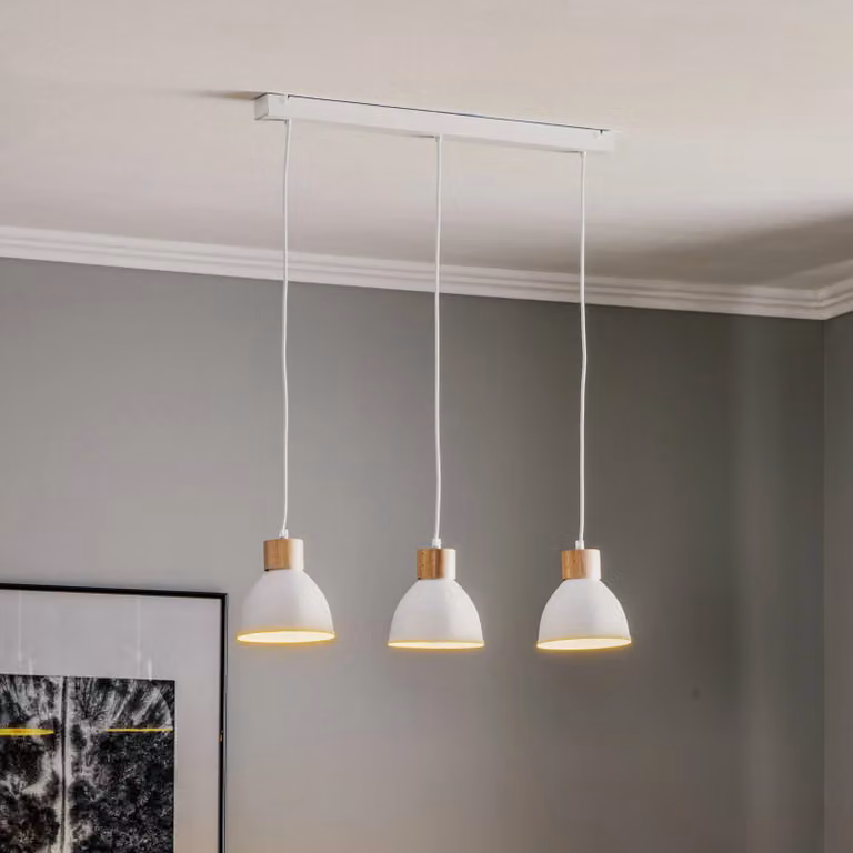 Lampada a sospensione Tira Lamkur, dimmerabile, Bianco / Opale, Soggiorno / Sala da pranzo, Metallo, Scandinavo, Lampada a sospensione