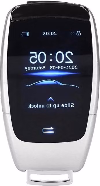 Ricevitore con schermo touch da 5 cm e ingresso senza chiave, avvio con un tasto, colore argento