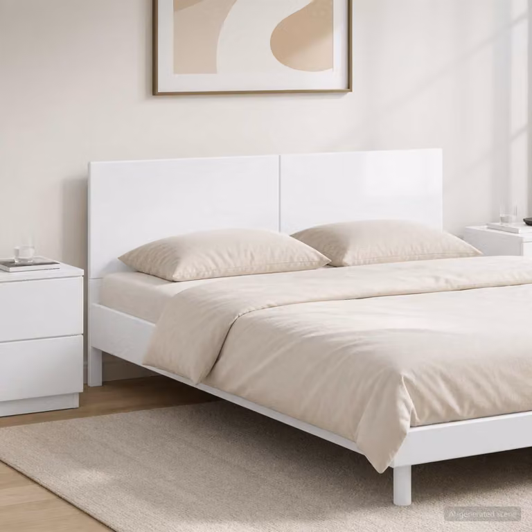 Testiera da muro vidaXL BREDA in legno ingegnerizzato bianco lucido con ripiano integrato