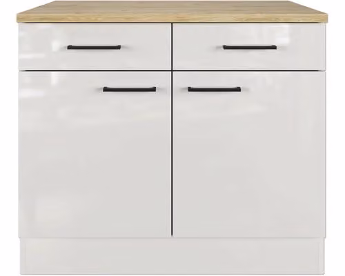 Fondo del mobile da cucina con cassetto e anta Flex Well Lund 100 x 60 x 85 cm grigio chiaro lucido grigio fumo opaco