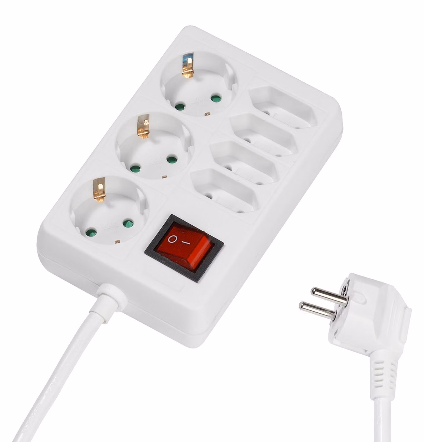 VIVanco™Multipresa Bianca 3 Schuko E 4 Europee, Con Cavo 1,4M E Interruttore ON/OFF