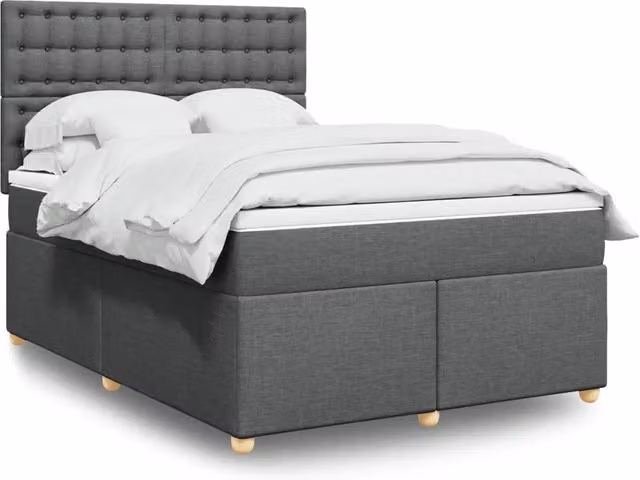 Giroletto a Molle con Materasso Grigio Scuro 160x200 cm Tessuto 3291346